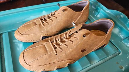 PREOWNED LDECK SUEDE sneaker/shoe, Tan, Australian 50 Men's 15-15.5,