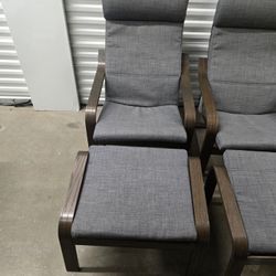 Poang Chairs w/Ottoman (Ikea)