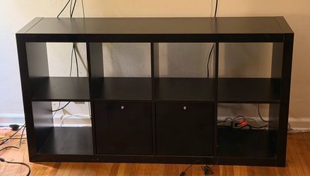 IKEA KALLAX 2x4 Cube Shelf Unit with Door Inserts - Black