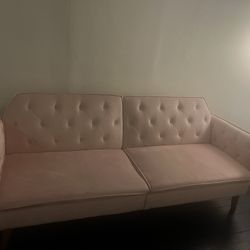 FREE Pink Velvet Convertible Futon Couch