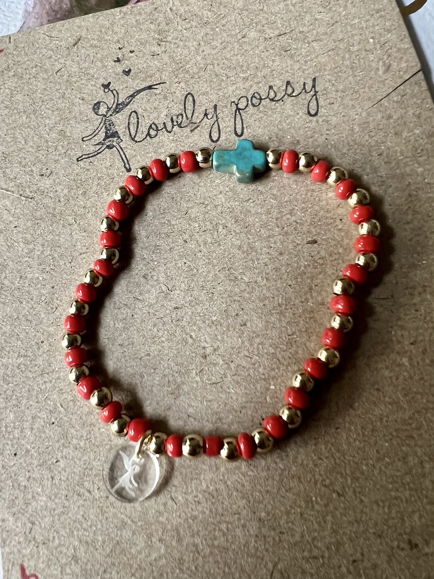 Stone Cross Elastic Bracelet