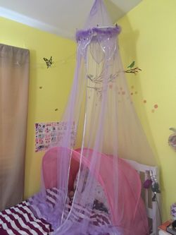 Purple bed canopy for crib or bed