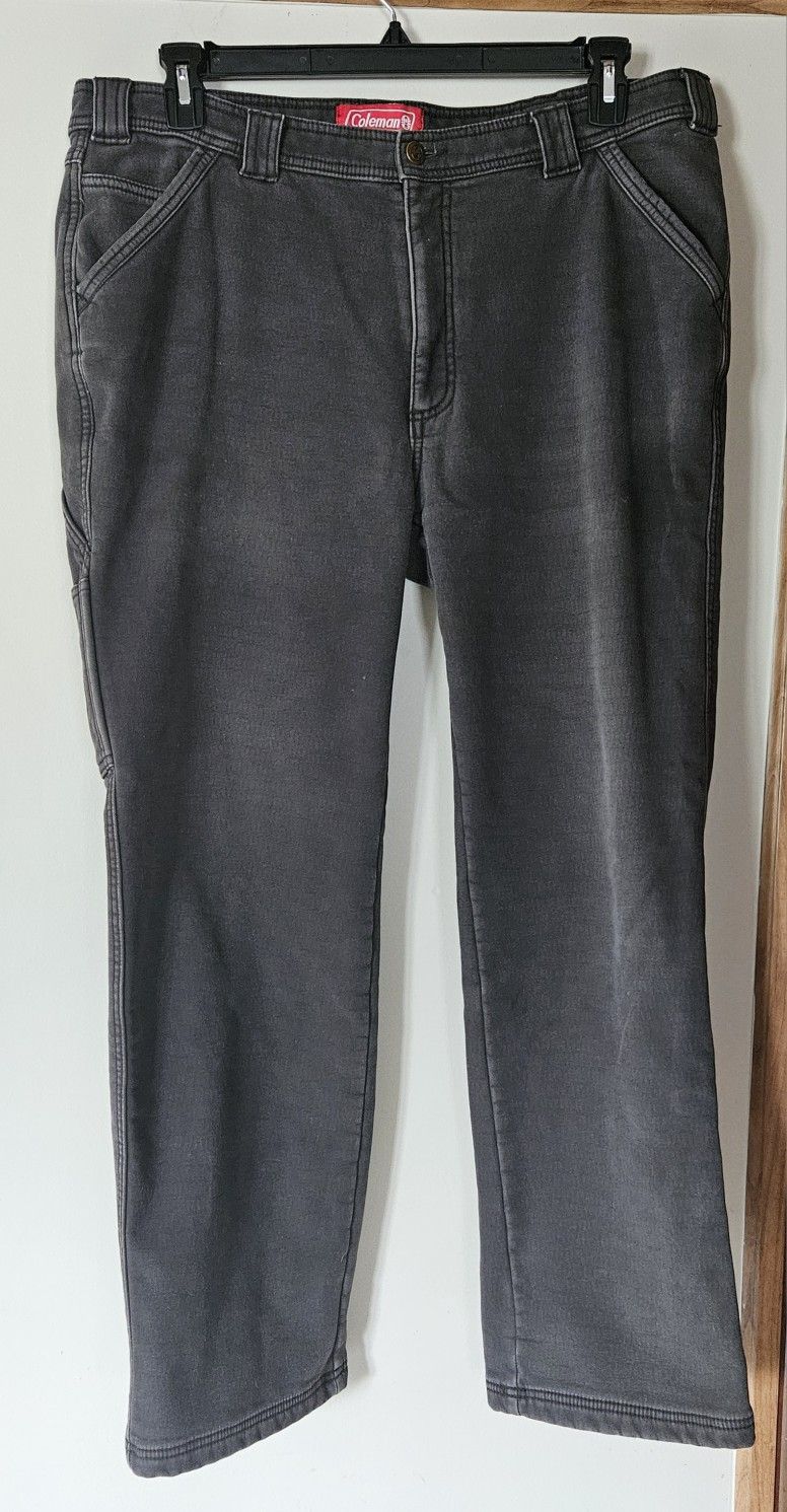 Coleman Utility Pants 36 X 32 Men's Fleece Lined Insulated Work Grayish Black