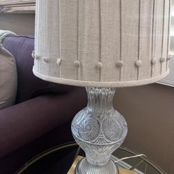 Vintage Crystal lamp with Updated Modern Shade 