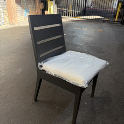 Set of 4 Modern Black Metal Frame Outdoor Chairs