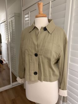 Zara Tan linen button up Jacket