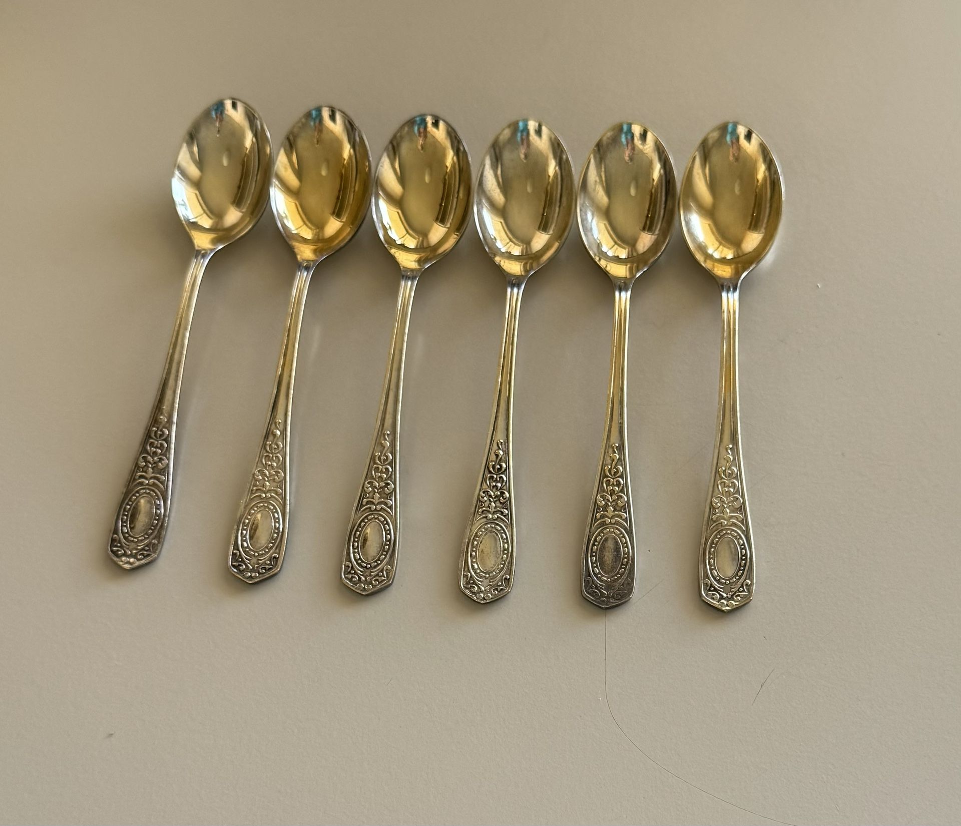Vintage Gold Plated Tea Spoons 6 Pcs