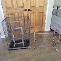 Yaheetech 54-in Rolling Metal Large parakeet Cage Mobile Bird Cage with Detachable Stand, Black