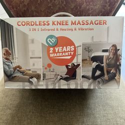 NB Cordless Knee Massager Belt White Infrared Heating Vibration Rechargeable