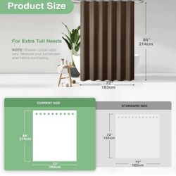 Extra Long Brown Shower Curtain 72x84