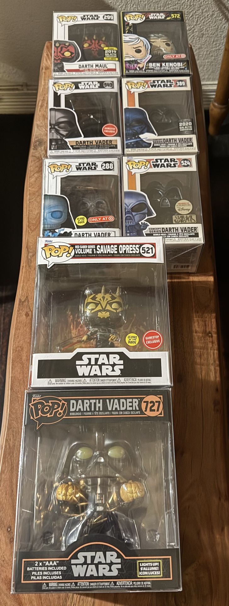 Disney Funkos for Sale/trade Darth Vader, Savage Oppress, Ben Kenobi, And Darth Maul