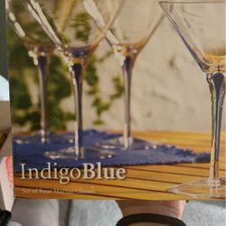 Indigo Blue Martini Glasses Set Of Four