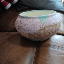 Navajo New Mexican Potter 24 Karat Gold Pastel Colors Desert Wave