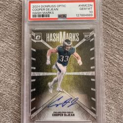 2024 Donruss Optic Cooper Dejean Hash Marks Auto PSA 10 Eagles 