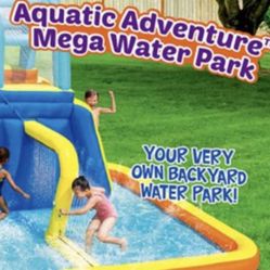 🔥💦 The Aquatic Adventure™ Mega Water Park is the ideal backyard play experience. This inflatable water park features a safe and sturdy water slide, 