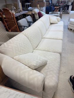 Large White Fabric Sectional Sofa