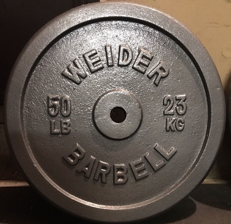 PAIR- 50 lb Weider STANDARD WEIGHT PLATES