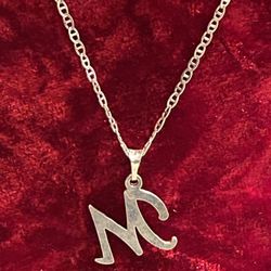 925 NEW SILVER Necklace With  M  Pendant 