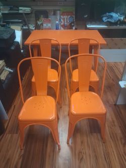 Metallic Orange table with 4 chairs