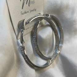 Sparkly Crystal Hoop Earrings – Large Silver Hoops