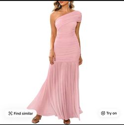 Pink off the shoulder dress size large new $30