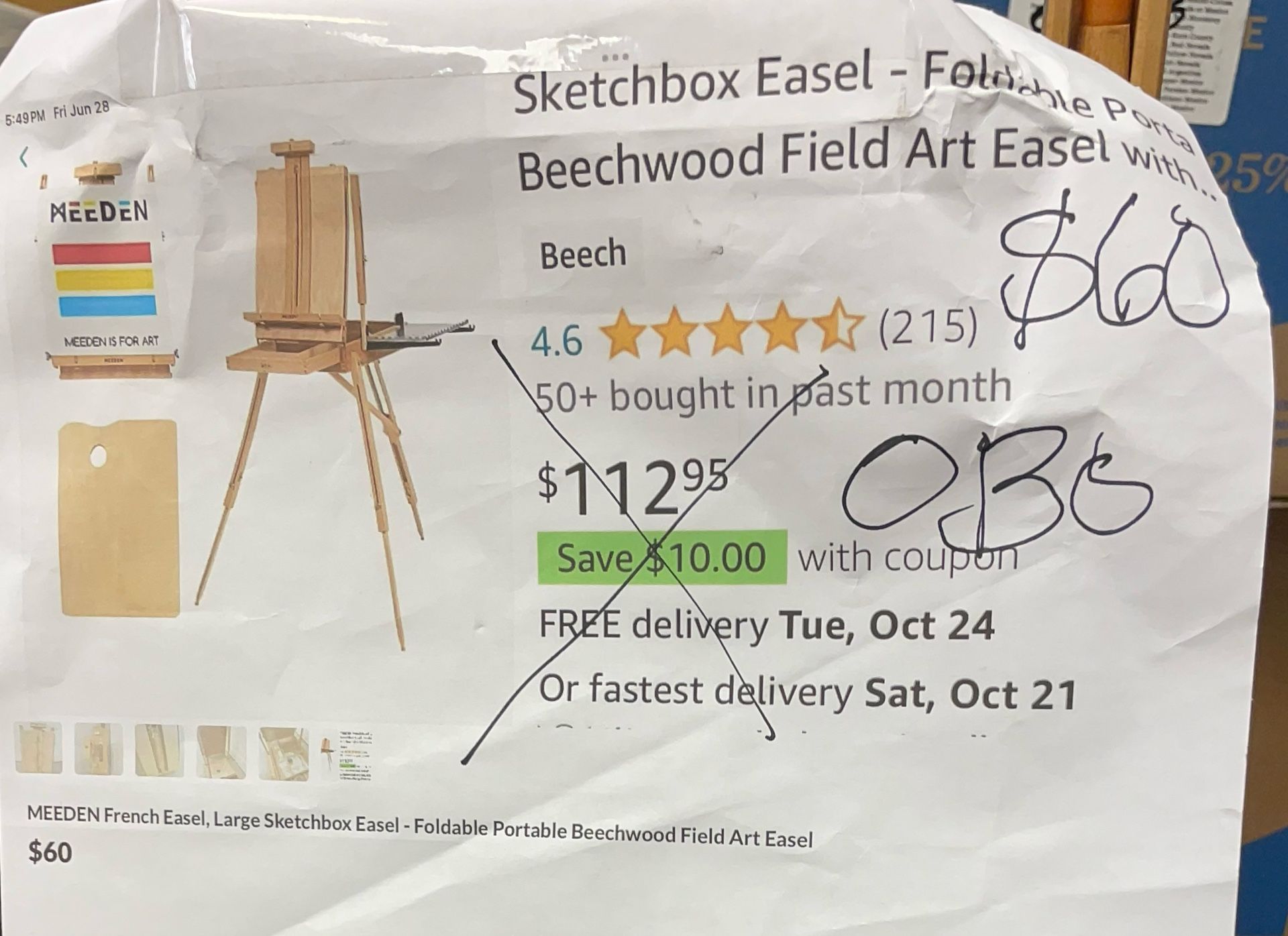 Narrow ART French Easel 