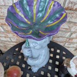Bird Bath/ Feeder/ Garden Decor  H 12"1/2, W 6"1/2 x 6"1/2, Solid Resin 