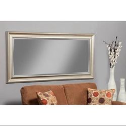 Oversized Champagne Silver Plastic Beveled Glass Full-Length Classic Mirror (65 in. H X 31 in. W)