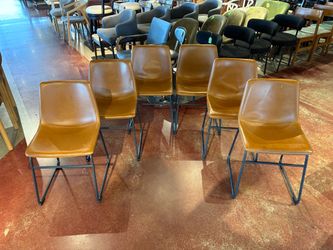 WALKER EDISON Industrial Dining Chairs in Whiskey Brown (Set of 6)