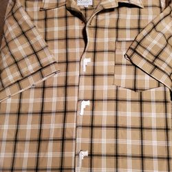 New!  Men's Button Down Plaid Shirt With "Guns" As Buttons!  XL