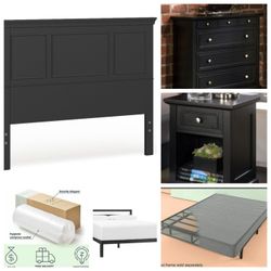 Bedford Queen Bedroom Set with Mattress, Boxspring,  And Platform Bed Frame