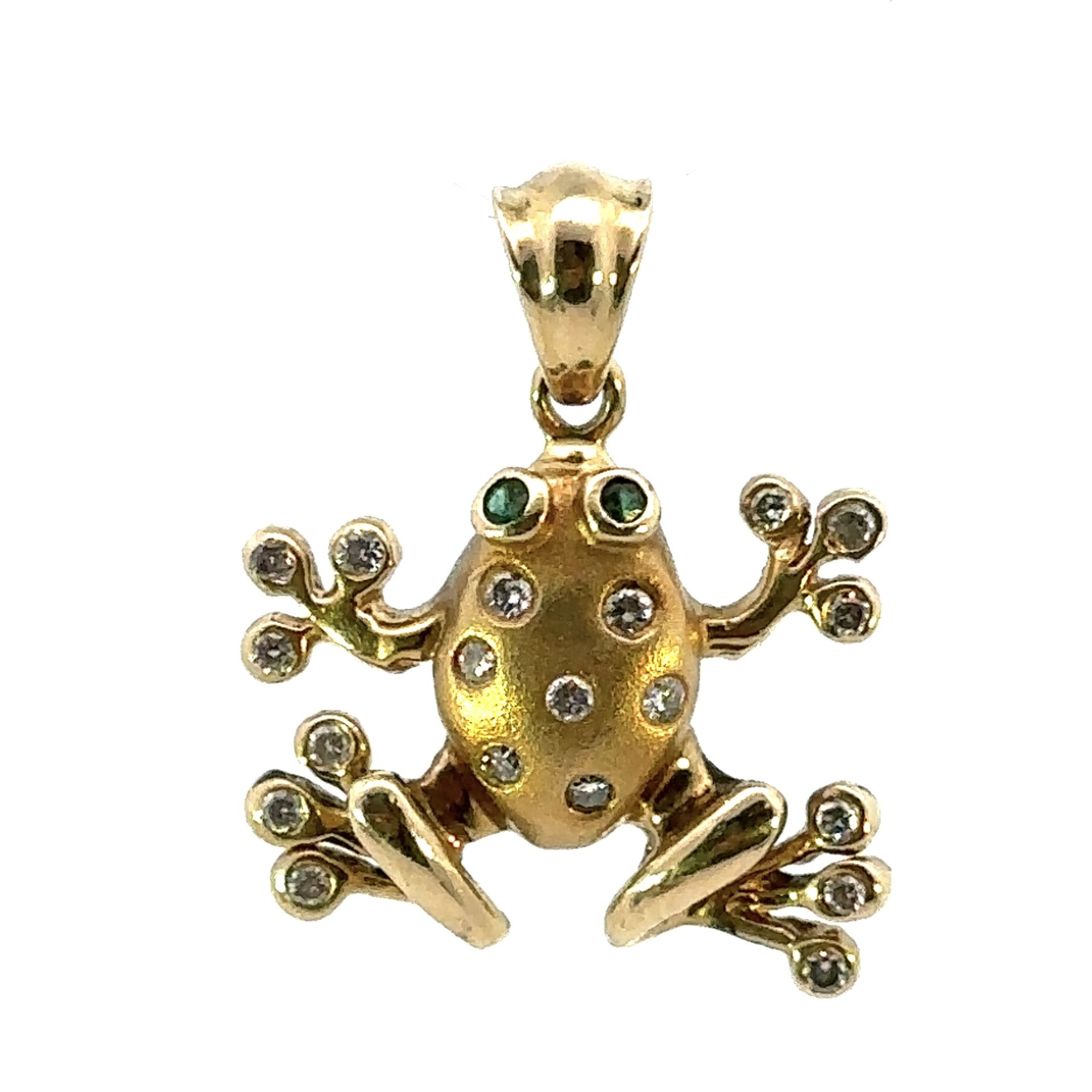 Woman’s Ladies 14k Yellow Gold Diamond .19 CTW Tree Frog Pendant Charm For Necklace GP3093267
