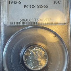 1945-S Mercury Dime MS65