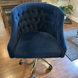 Blue Velvet Rolling Computer Chair