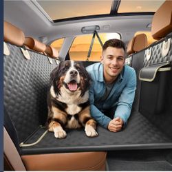Back Seat Extender for Dogs, Heavy Duty Dog Car Seat Cover for Back Seat and Aggressive Chewer, Large Hard Bottom Car Seat Cover for Dogs, Dog Hammock