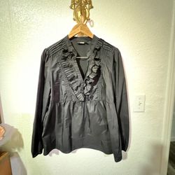 Ana Long Sleeve Black Dressy Blouse Top Sz XL