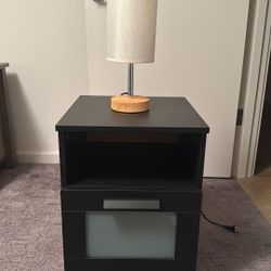 Nightstand Solid Wood + Lamp 
