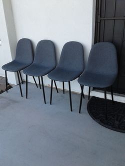 Set of 4 Gray Upholstered Dining Chairs