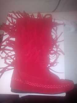 Red Layered fringes boots