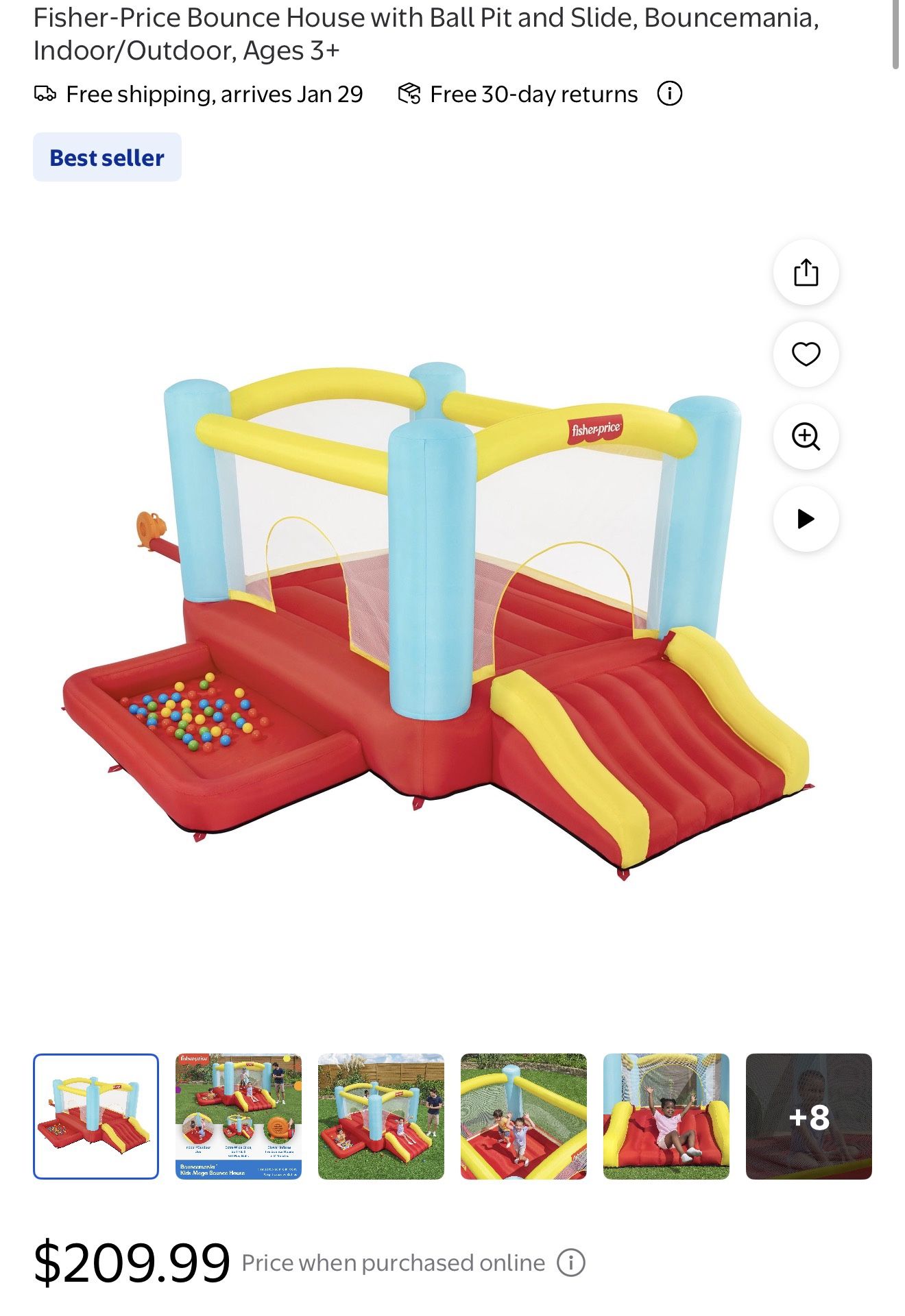 Fisher-Price Bounce House with Ball Pit and Slide, Bouncemania, Indoor/Outdoor