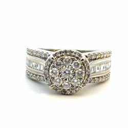 Woman’s Ladies 14k White Gold Diamond Halo  Cluster Band Ring Size 7 GP3052412
