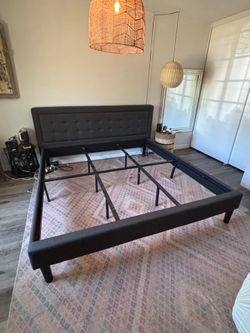 Silk & Snow Upholstered King Bed Frame  -Slate