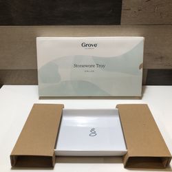 NIB GROVE Collaborative White Ceramic Sink Side Stoneware Tray 10"