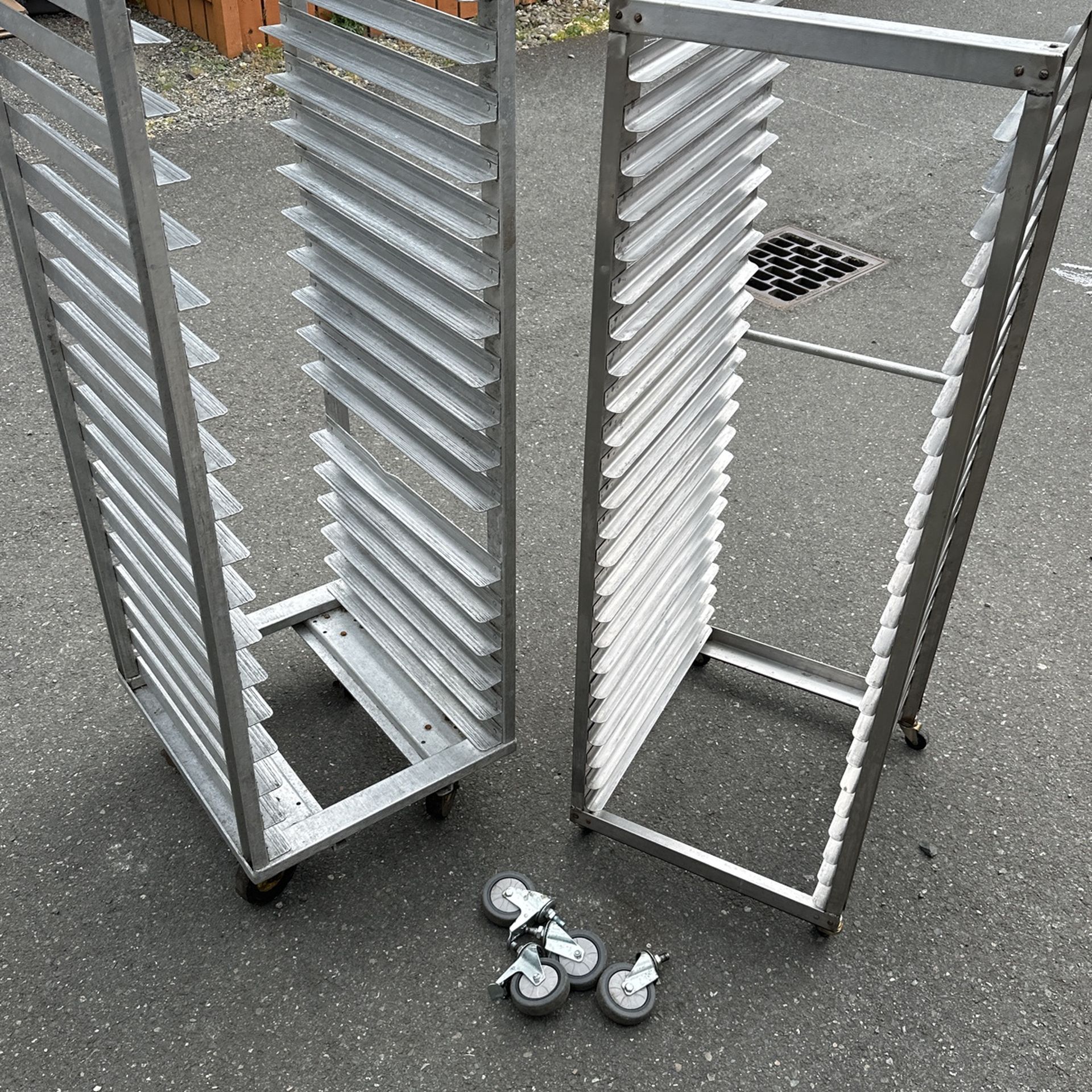 2 Solid Carts For Baking With Extra Sets Of Wheels For Each Cart