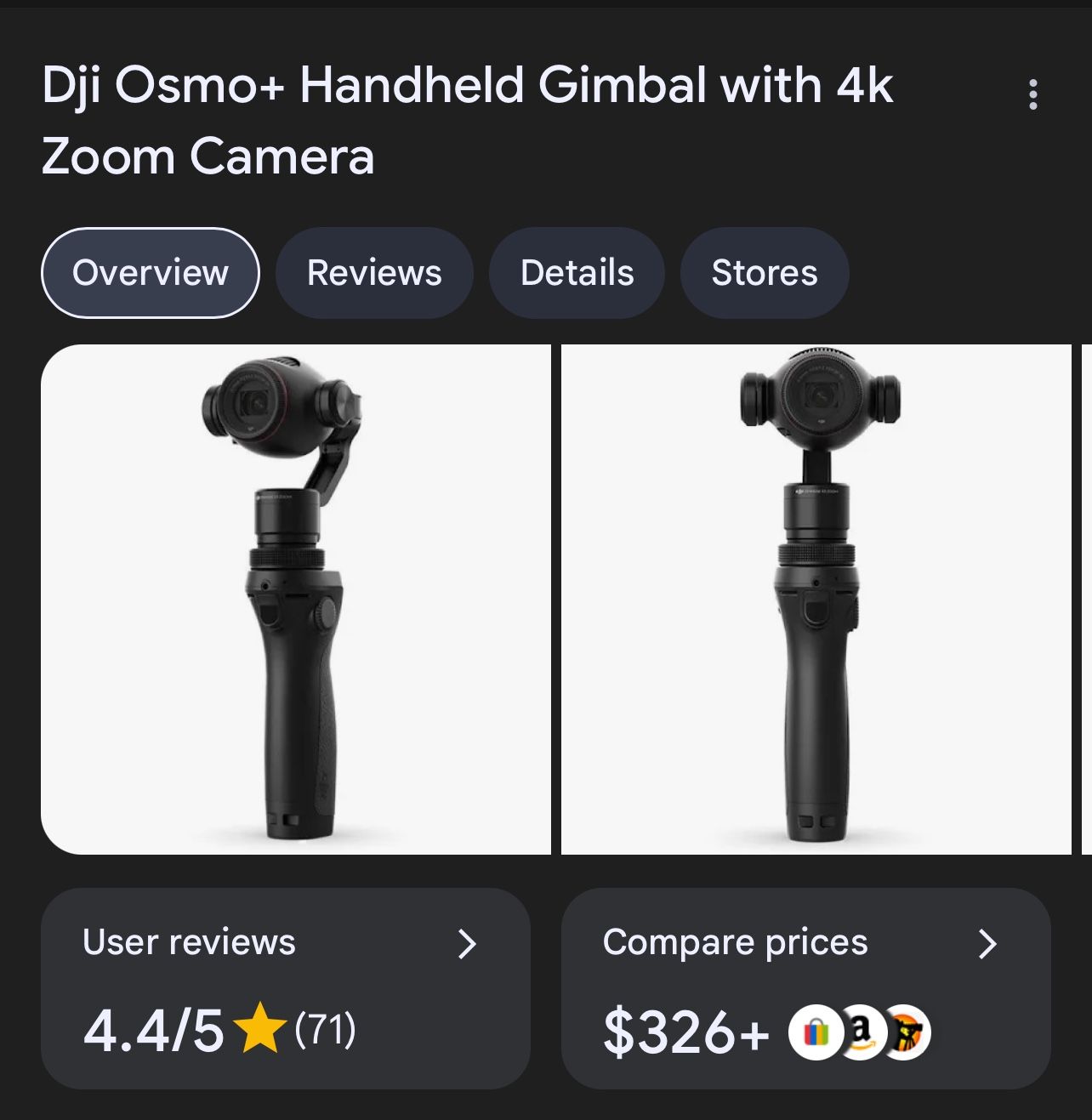 DJI Osmo + Handheld Gimbal With 4k Zoom Camera