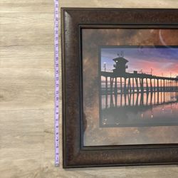 Framed Pier Sunset Picture 29x51 inch