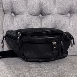 Black Leather fanny pack