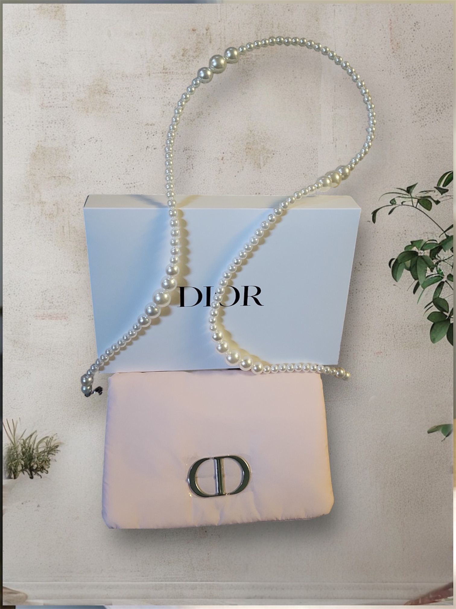 Dior Pink Pouch With Pearl Strap