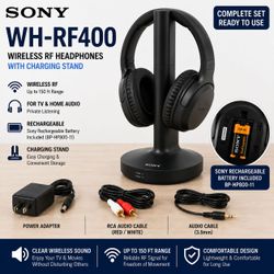 Sony WH-RF400 RF Wireless TV Home Theater Headphones Black New Grade A