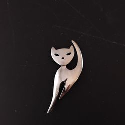 Sterling Silver Cat Broche Pin